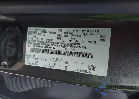 2016 Ford F150 Supercrew from USA, damaged, VIN 1FTEW1EG6GKD12452